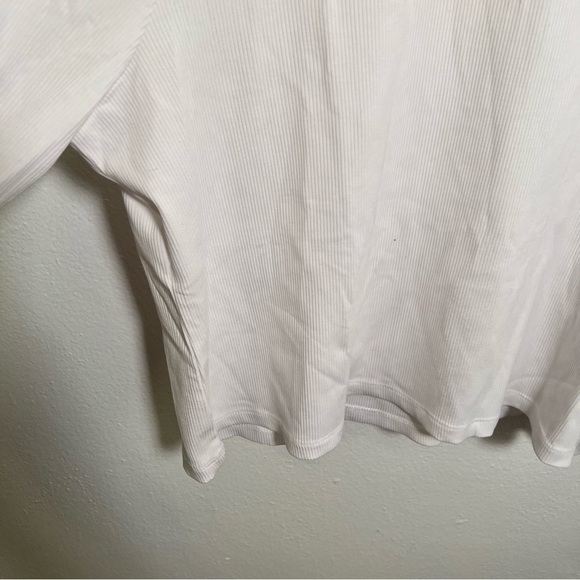 Good American Long Sleeve Cropped Crewneck Top White - Picture 7 of 15